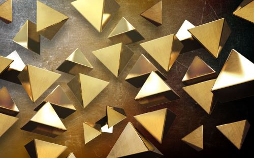 01 - 3D ilustrace se zlatými pyramidami