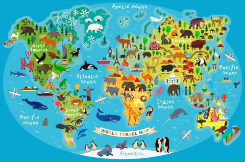 02 - Mapa světa se zvířaty